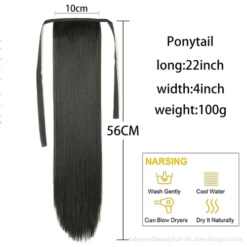 16inch 20inch 24inch Private Label Long Straight Synthetic Ribbon Natural Hair ponytail for Women